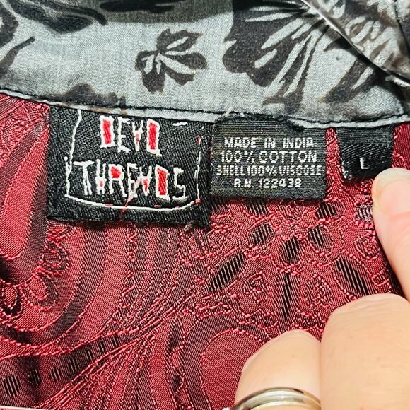 DEAD THREADS Womens Gothic Pinstripe Jacket Sz L Steampunk Vampcore Costume Y2K - Picture 10 of 11